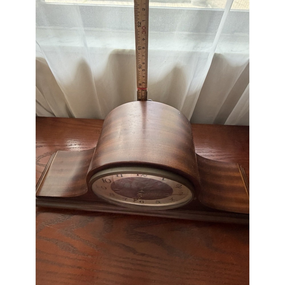 Vintage Elgin Welby Mahogany Humpback Franz Hermle Art Deco Mantle Clock Germany - Picture 11 of 16
